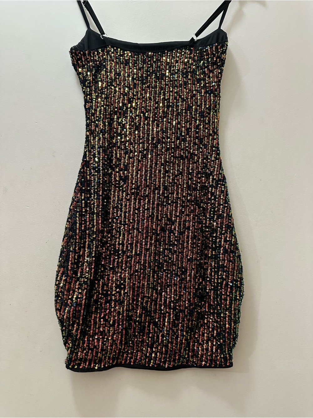 Black Sequined Strappy Bodycon Dress
